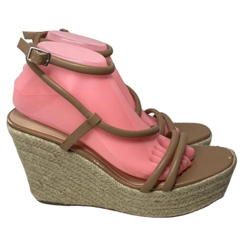 BP Nordstrom Cohan Espadrille Platform Wedge Sandal Heels Tan Size 10M NEW